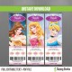 Disney Princess Birthday Ticket Invitations (Set 2)